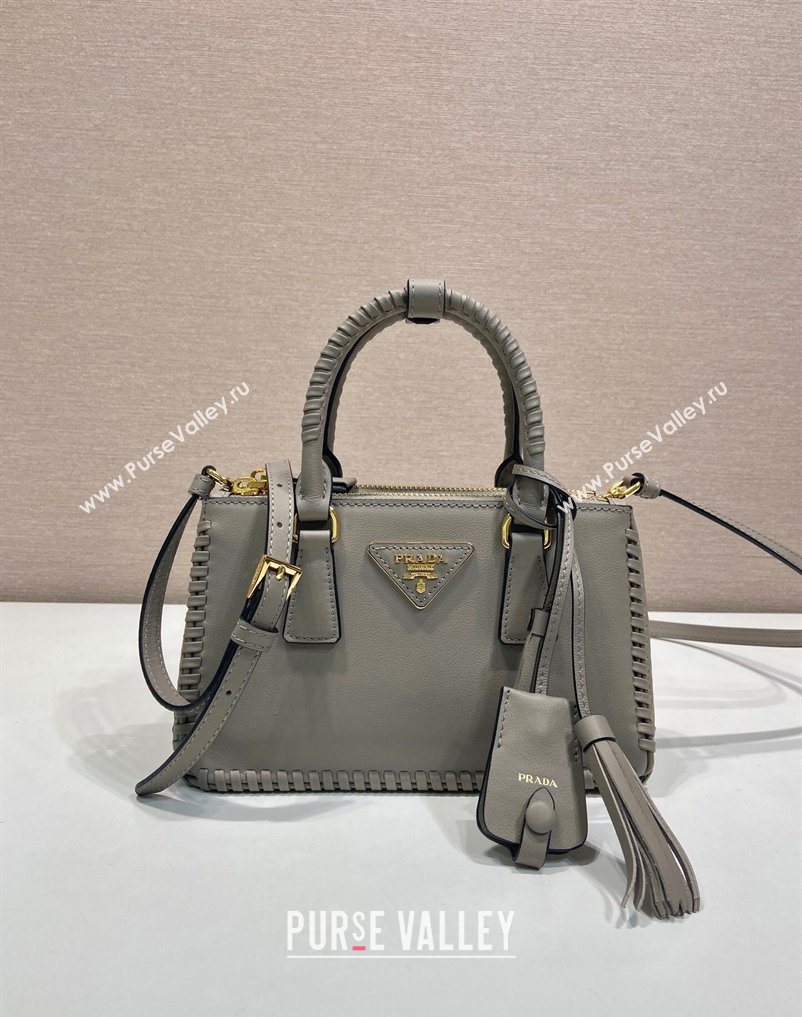 Prada Galleria mini leather bag with Stitching Details 1BA906 Grey 2026 (YZ-260123038)
