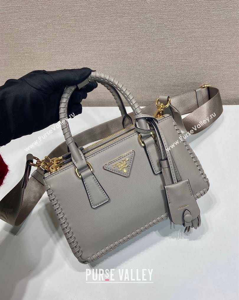 Prada Galleria mini leather bag with Stitching Details 1BA906 Grey 2026 (YZ-260123038)