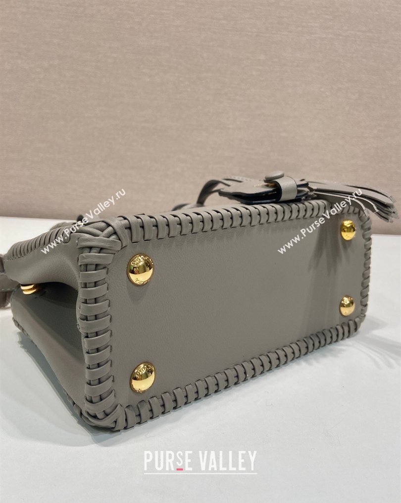 Prada Galleria mini leather bag with Stitching Details 1BA906 Grey 2026 (YZ-260123038)