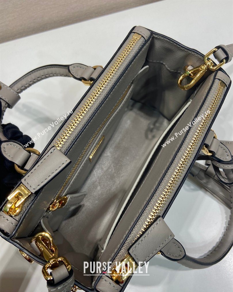 Prada Galleria mini leather bag with Stitching Details 1BA906 Grey 2026 (YZ-260123038)