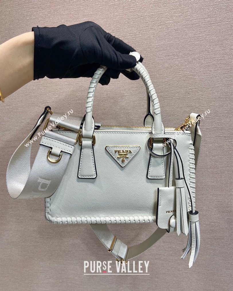 Prada Galleria mini leather bag with Stitching Details 1BA906 White 2026 (YZ-260123039)