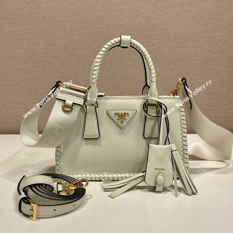 Prada Galleria mini leather bag with Stitching Details 1BA906 White 2026 (YZ-260123039)