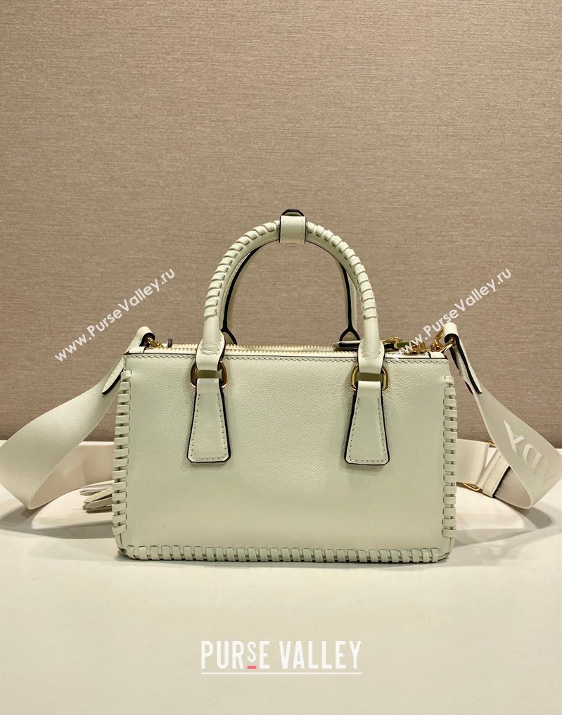 Prada Galleria mini leather bag with Stitching Details 1BA906 White 2026 (YZ-260123039)