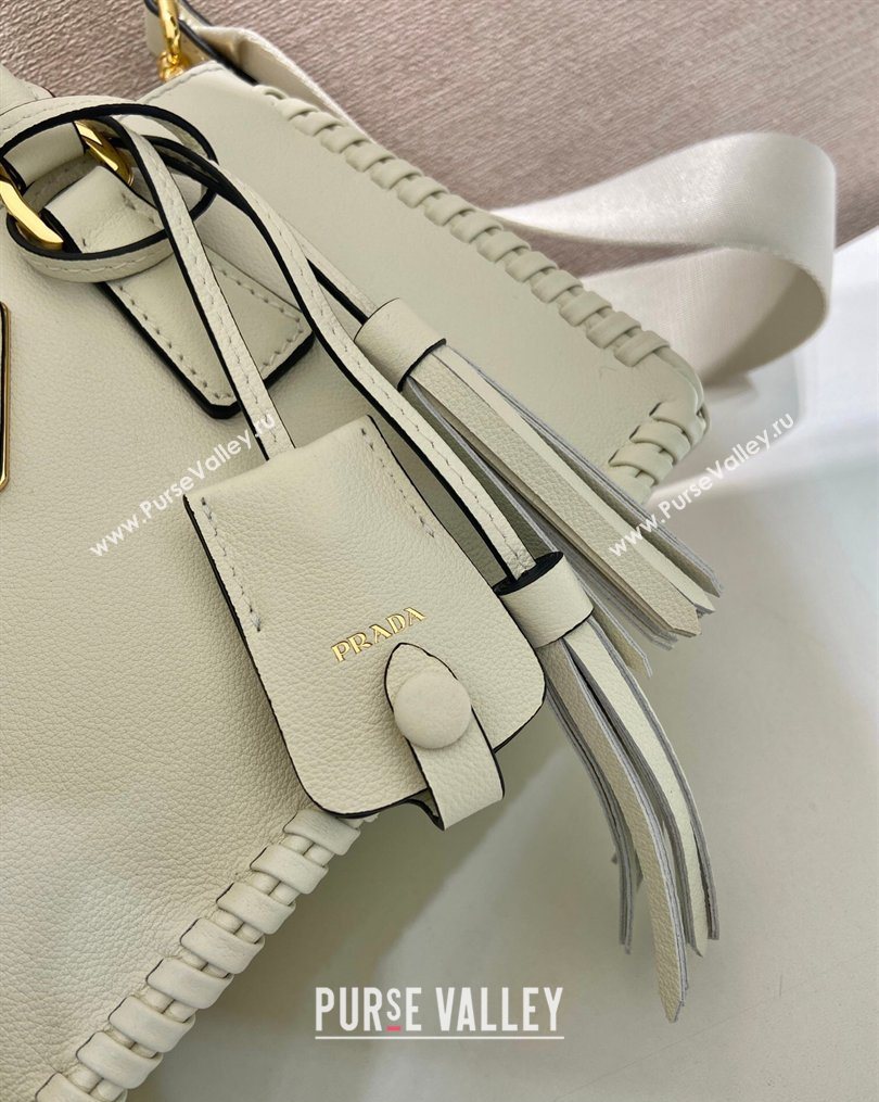 Prada Galleria mini leather bag with Stitching Details 1BA906 White 2026 (YZ-260123039)