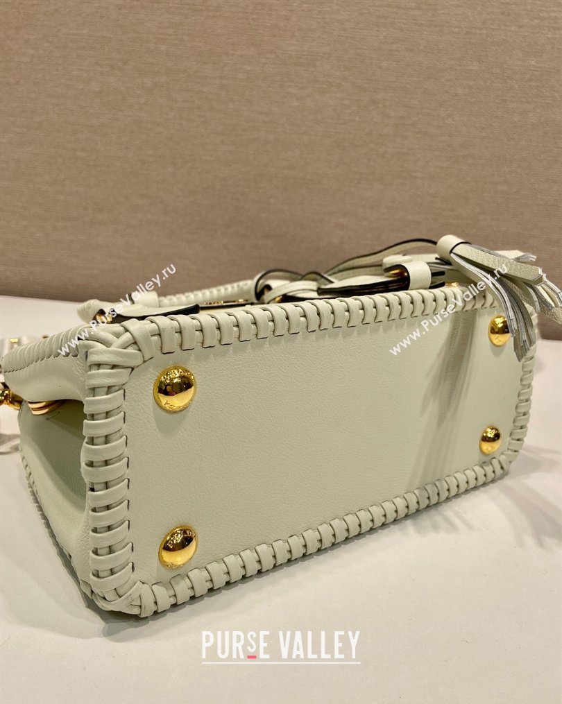 Prada Galleria mini leather bag with Stitching Details 1BA906 White 2026 (YZ-260123039)