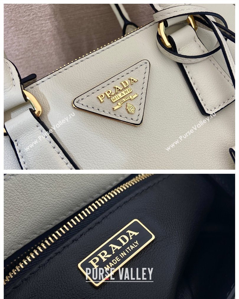 Prada Galleria mini leather bag with Stitching Details 1BA906 White 2026 (YZ-260123039)