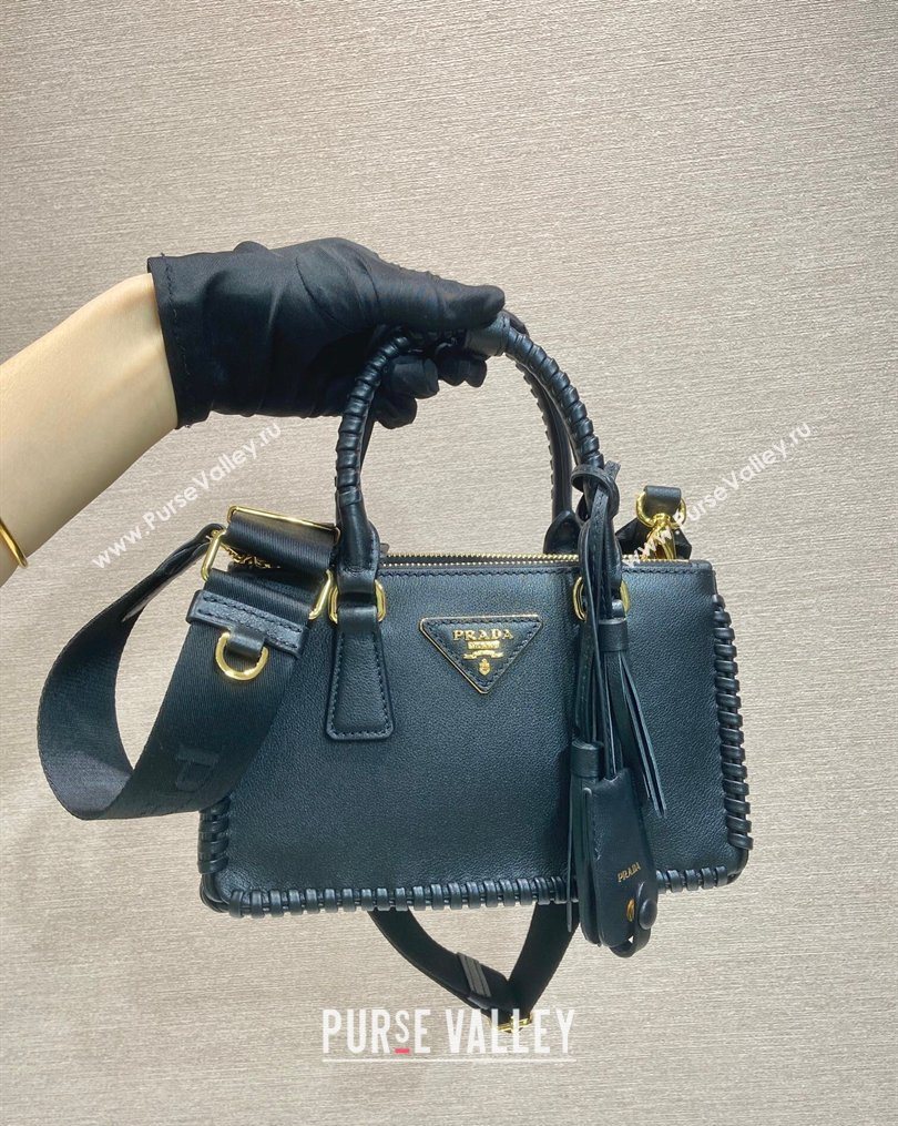 Prada Galleria mini leather bag with Stitching Details 1BA906 Black 2026 (YZ-260123040)