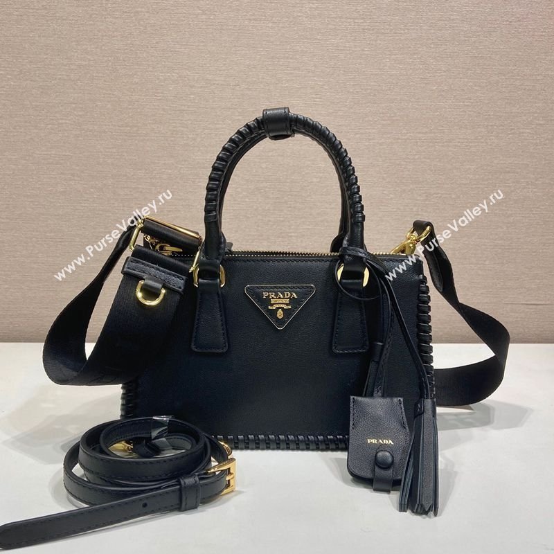 Prada Galleria mini leather bag with Stitching Details 1BA906 Black 2026 (YZ-260123040)