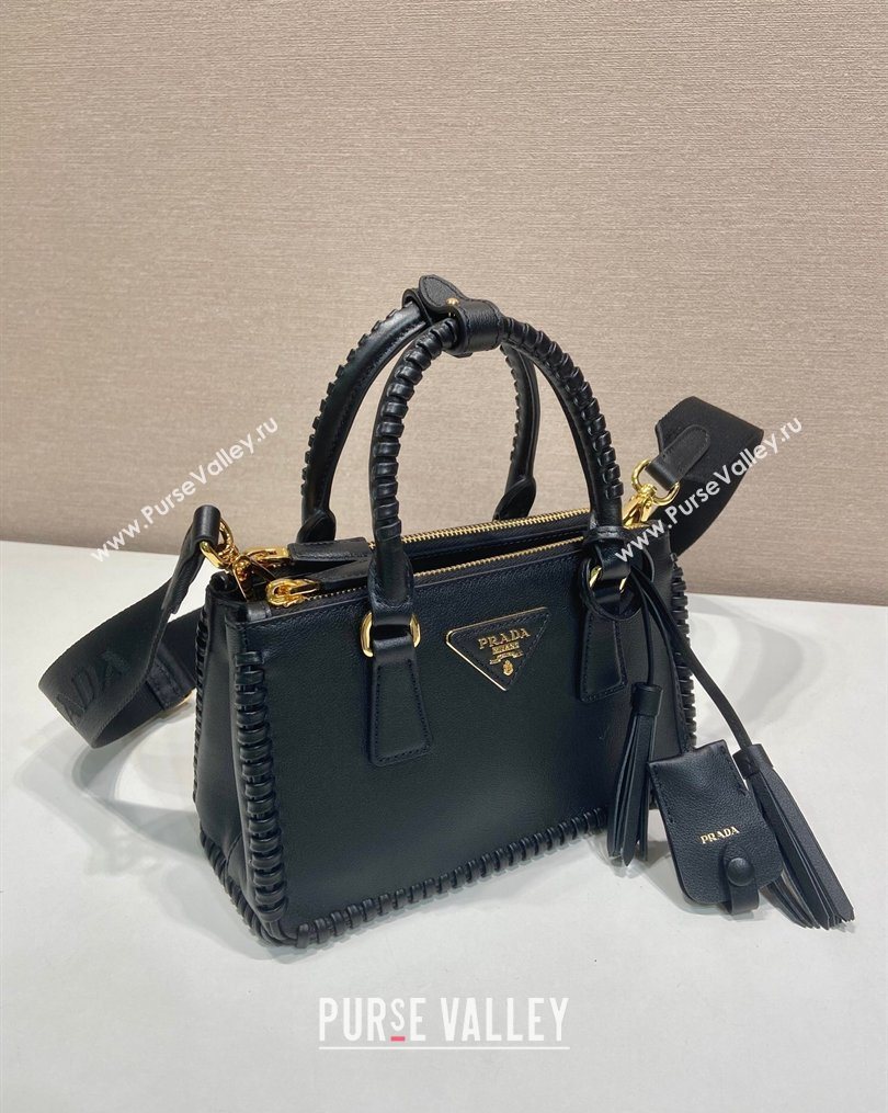 Prada Galleria mini leather bag with Stitching Details 1BA906 Black 2026 (YZ-260123040)