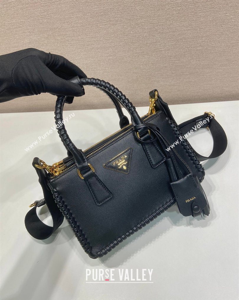 Prada Galleria mini leather bag with Stitching Details 1BA906 Black 2026 (YZ-260123040)