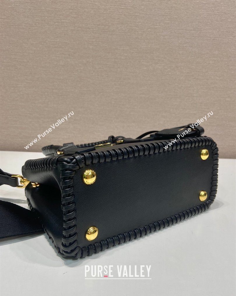 Prada Galleria mini leather bag with Stitching Details 1BA906 Black 2026 (YZ-260123040)