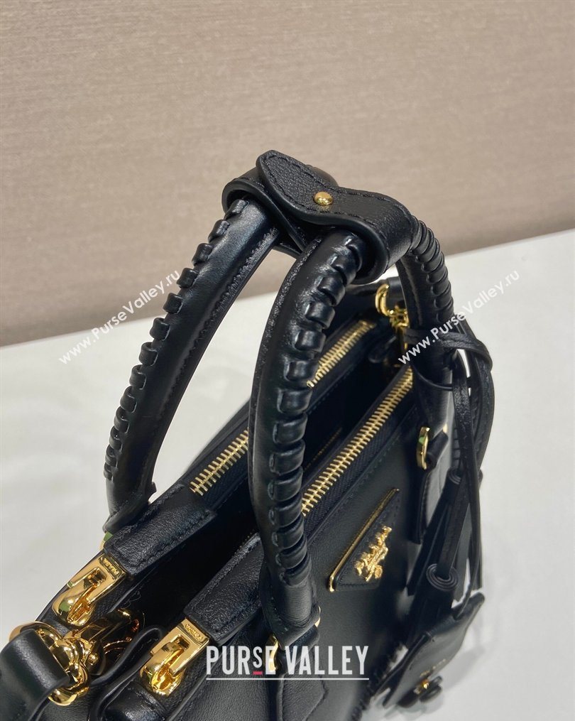Prada Galleria mini leather bag with Stitching Details 1BA906 Black 2026 (YZ-260123040)