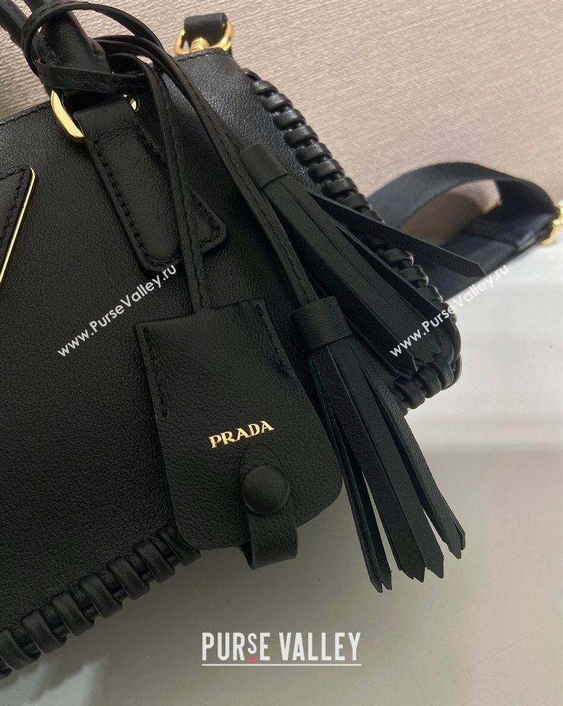 Prada Galleria mini leather bag with Stitching Details 1BA906 Black 2026 (YZ-260123040)