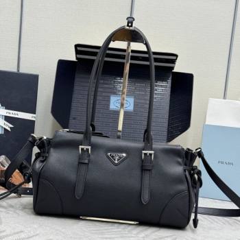 Prada Bonnie medium antiqued leather tote bag Black 2026 1BG628 (YZ-260123020)