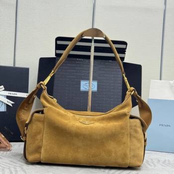 Prada Explore large suede shoulder bag Cinnamon Brown 2025 1BC264 (YZ-260123041)