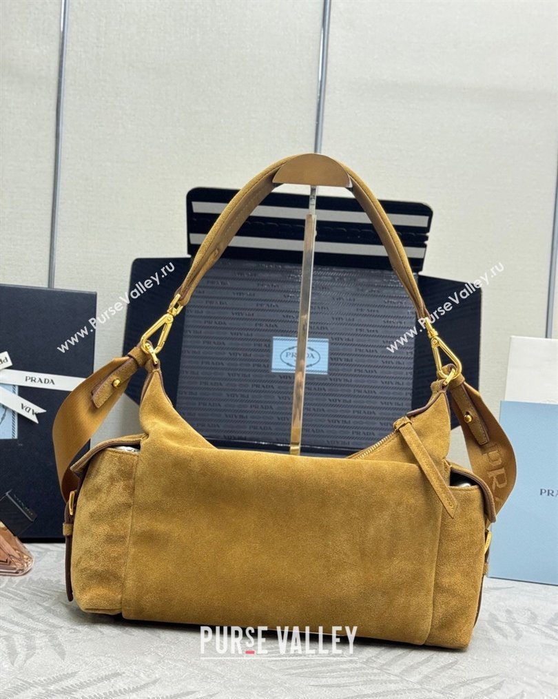 Prada Explore large suede shoulder bag Cinnamon Brown 2025 1BC264 (YZ-260123041)