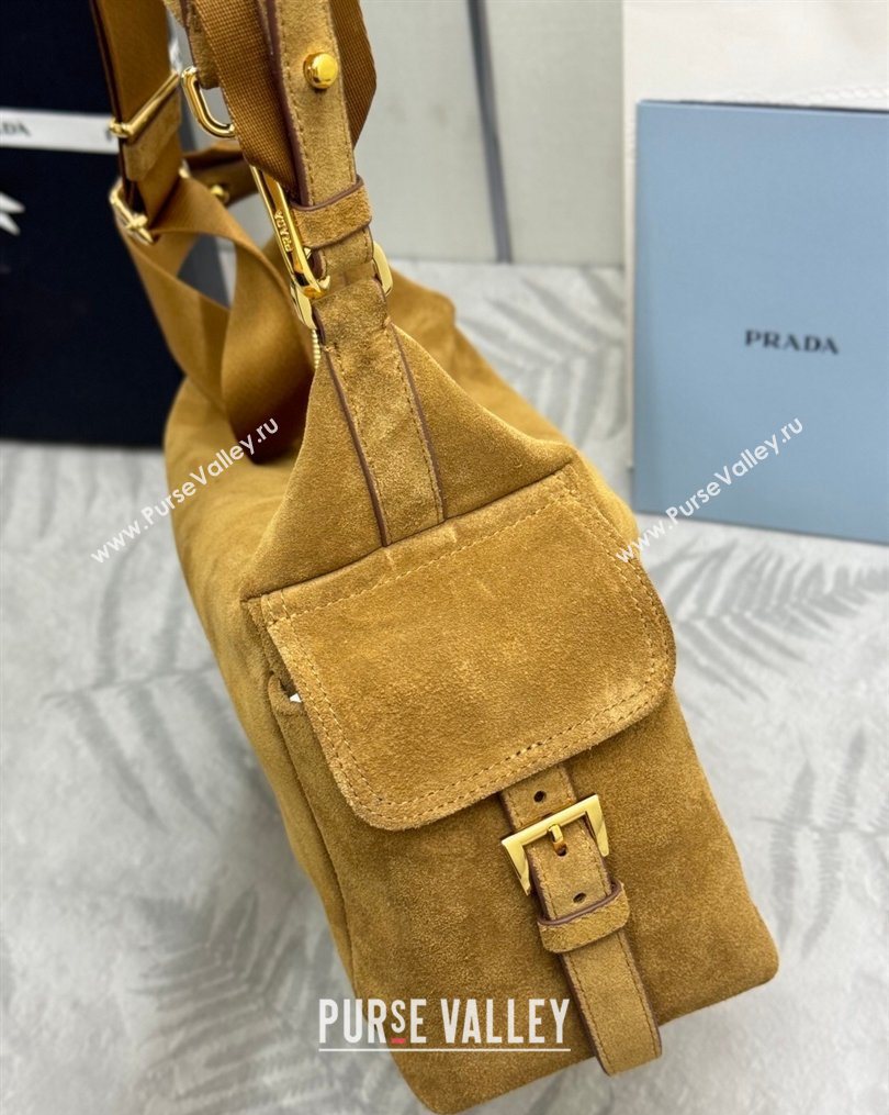 Prada Explore large suede shoulder bag Cinnamon Brown 2025 1BC264 (YZ-260123041)