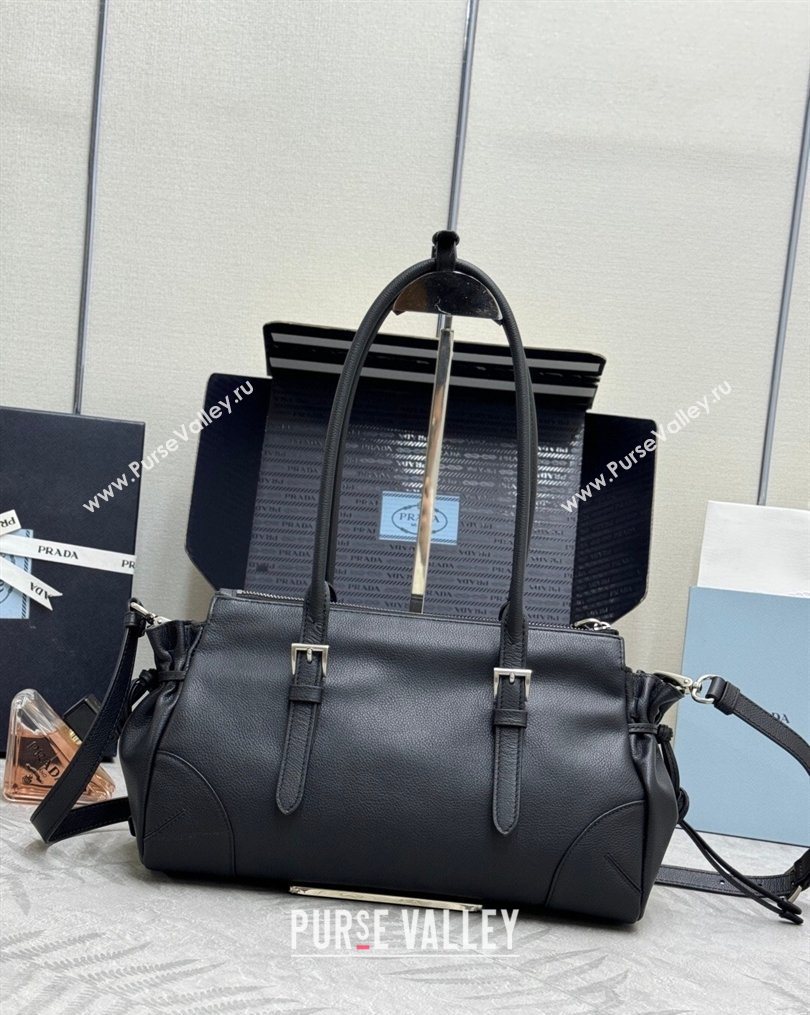 Prada Bonnie medium antiqued leather tote bag Black 2026 1BG628 (YZ-260123020)