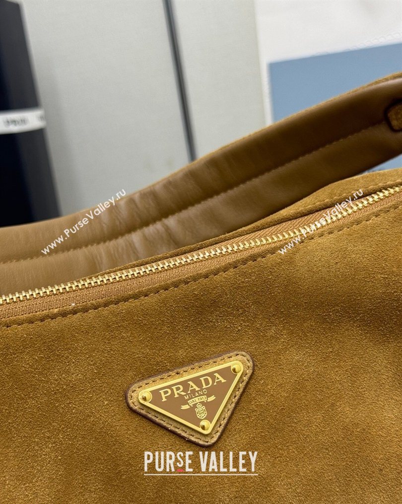 Prada Explore large suede shoulder bag Cinnamon Brown 2025 1BC264 (YZ-260123041)