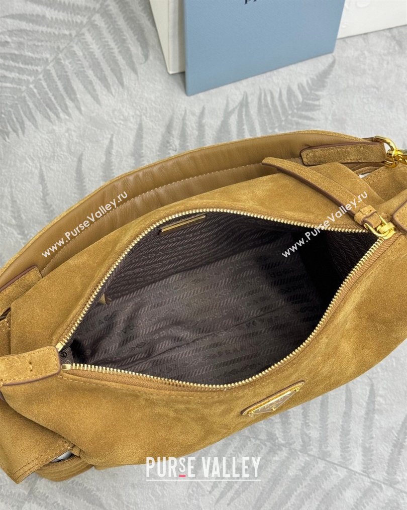 Prada Explore large suede shoulder bag Cinnamon Brown 2025 1BC264 (YZ-260123041)