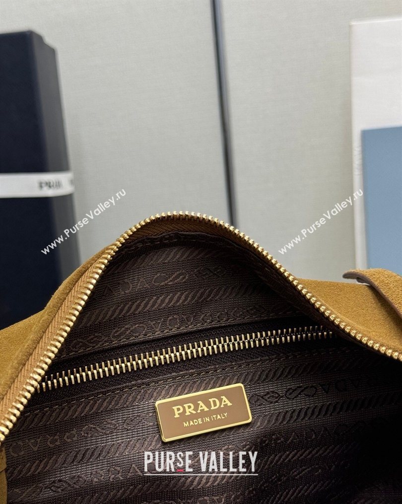 Prada Explore large suede shoulder bag Cinnamon Brown 2025 1BC264 (YZ-260123041)