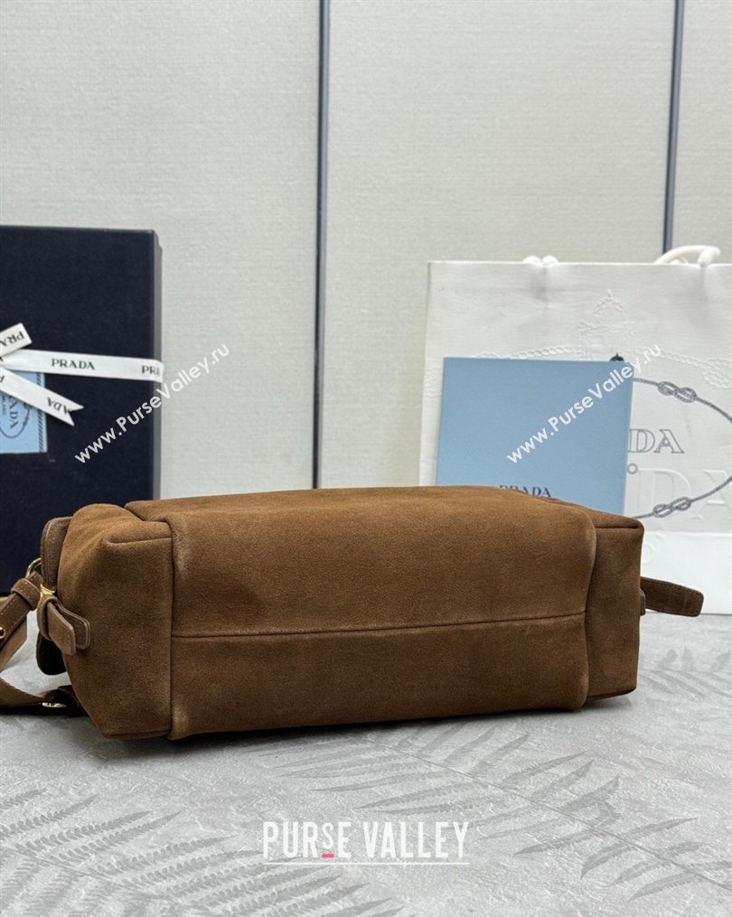 Prada Explore large suede shoulder bag Dark Brown 2025 1BC264 (YZ-260123042)