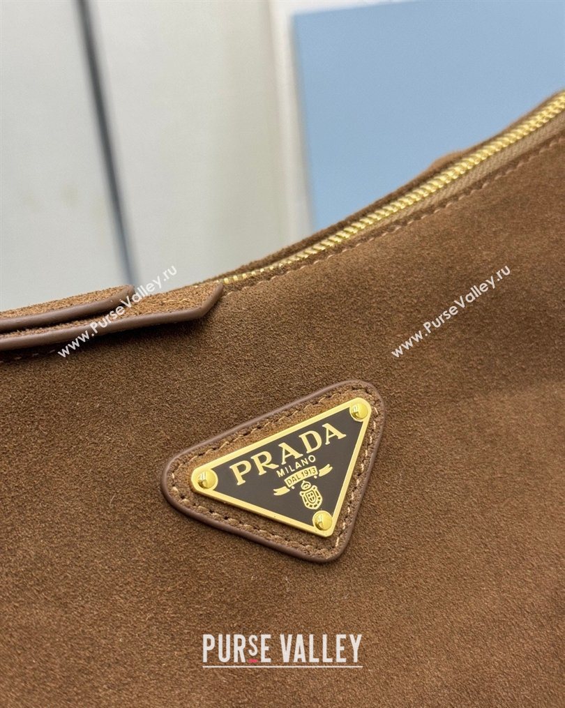 Prada Explore large suede shoulder bag Dark Brown 2025 1BC264 (YZ-260123042)