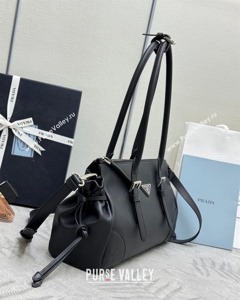 Prada Bonnie medium antiqued leather tote bag Black 2026 1BG628 (YZ-260123020)