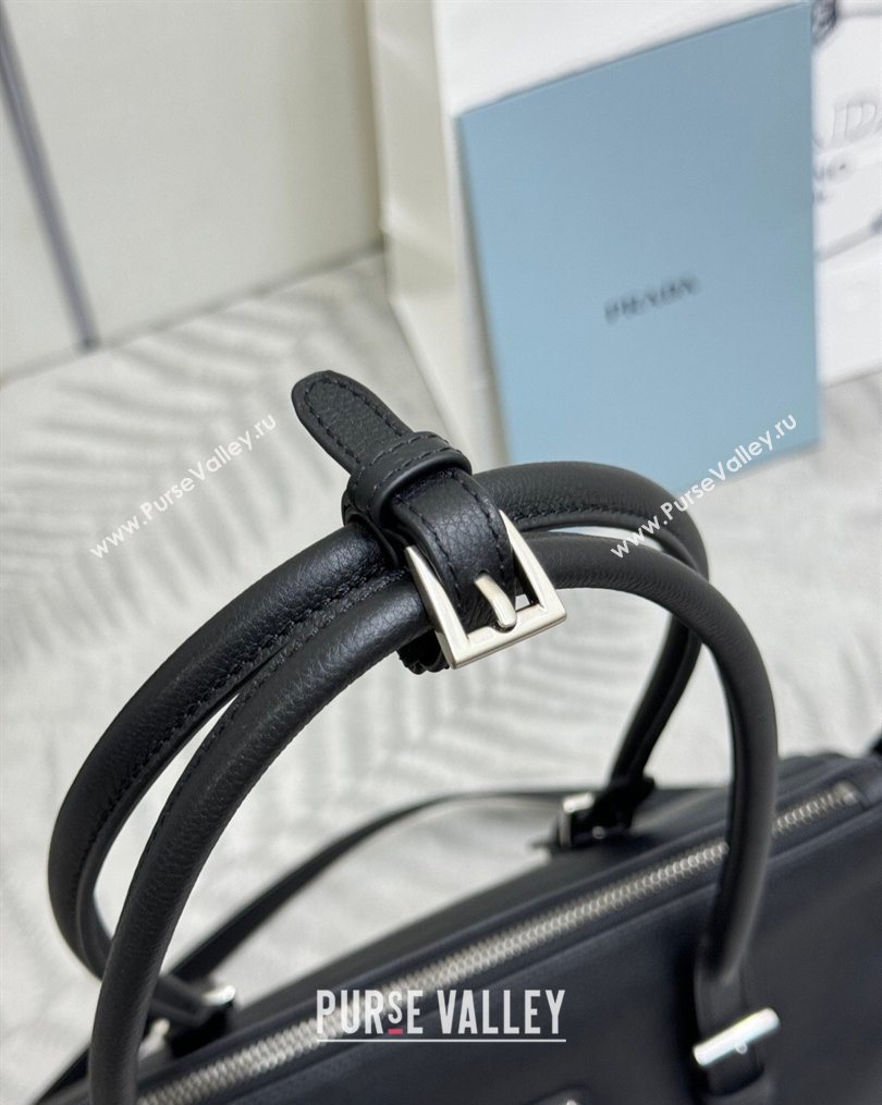 Prada Bonnie medium antiqued leather tote bag Black 2026 1BG628 (YZ-260123020)