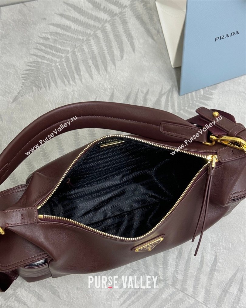 Prada Explore large nappa leather shoulder bag Burgundy 2025 1BC264 (YZ-260123043)