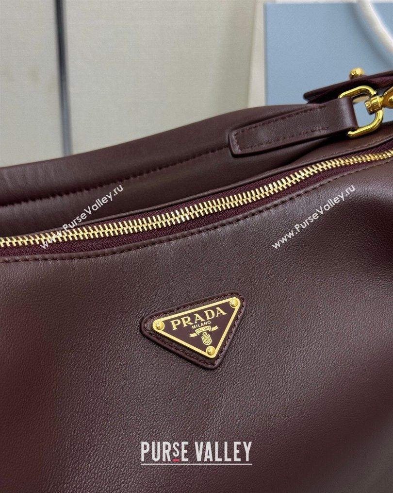 Prada Explore large nappa leather shoulder bag Burgundy 2025 1BC264 (YZ-260123043)