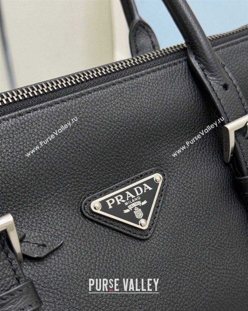 Prada Bonnie medium antiqued leather tote bag Black 2026 1BG628 (YZ-260123020)