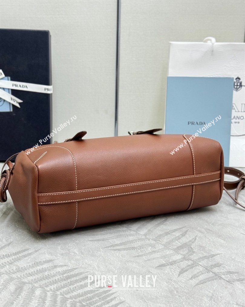 Prada Bonnie medium antiqued leather tote bag Chestnut Brown 2026 1BG628 (YZ-260123021)