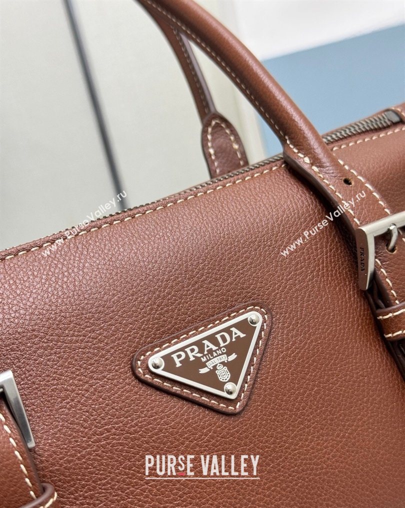 Prada Bonnie medium antiqued leather tote bag Chestnut Brown 2026 1BG628 (YZ-260123021)