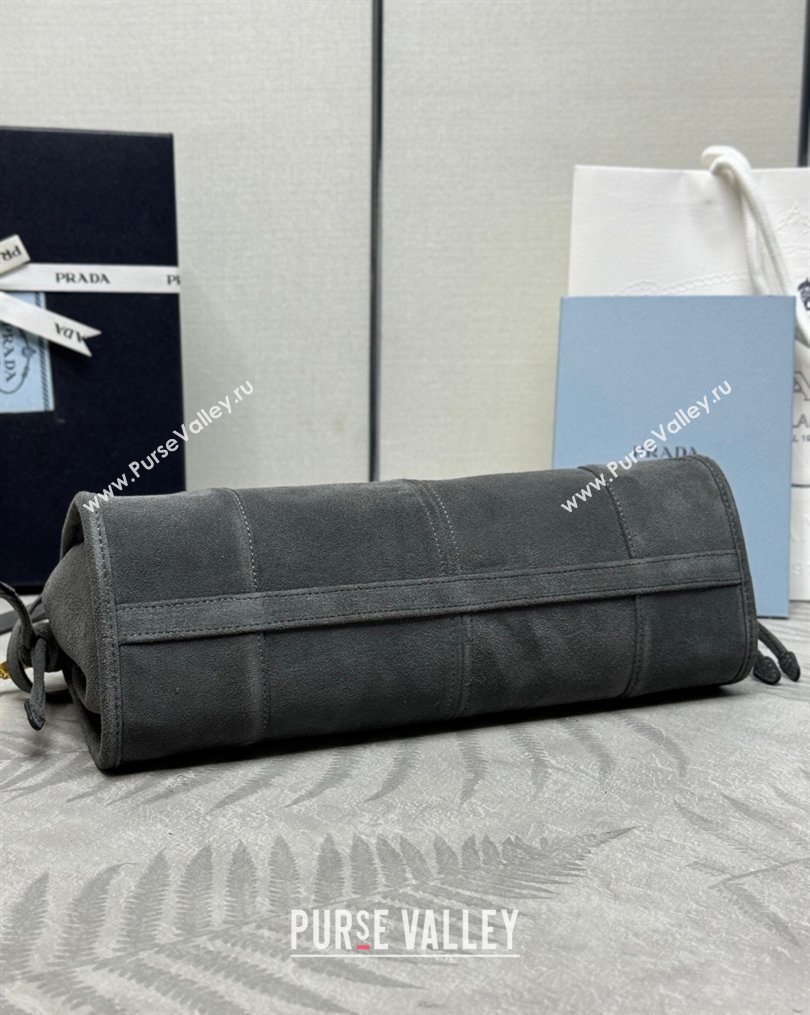 Prada Bonnie Medium Suede handbag 1BA426 Dark Grey 2025 (YZ-260123002)