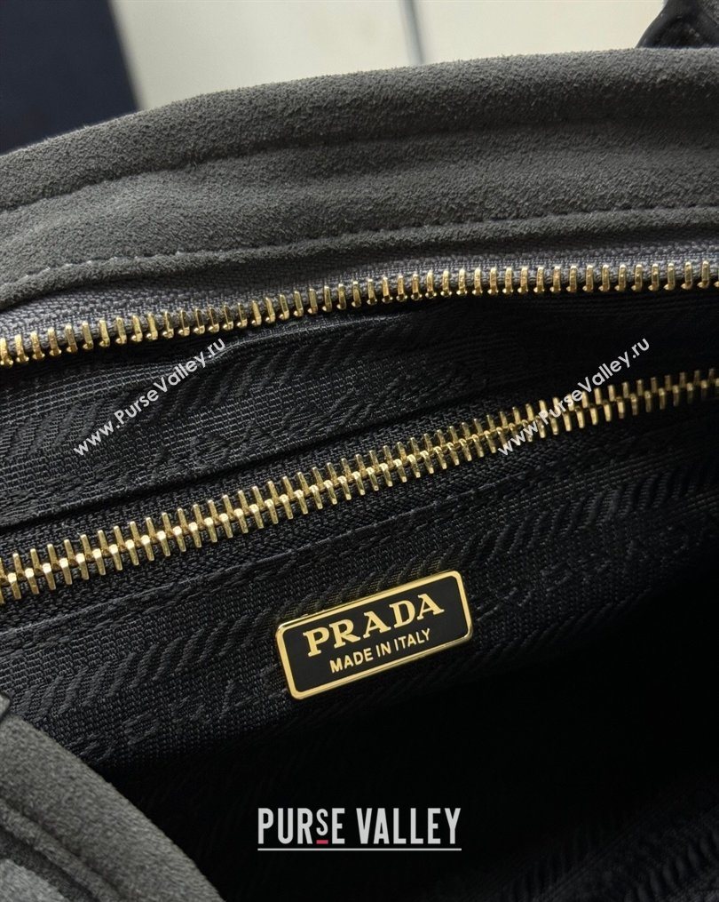 Prada Bonnie Medium Suede handbag 1BA426 Dark Grey 2025 (YZ-260123002)