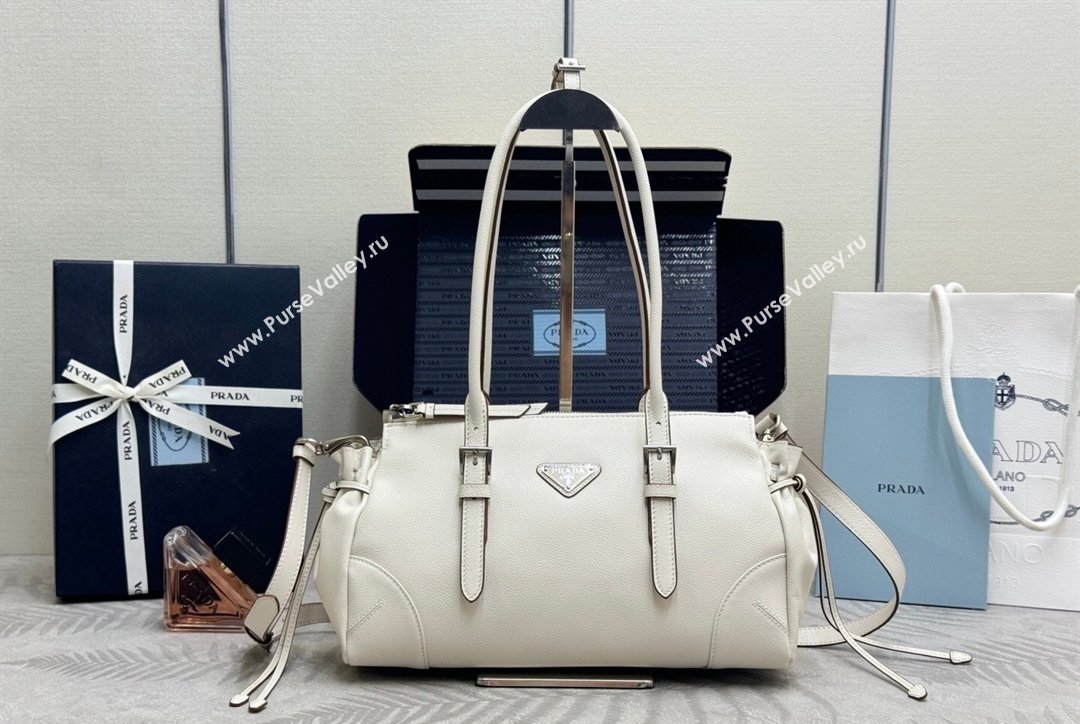 Prada Bonnie medium antiqued leather tote bag White 2026 1BG628 (YZ-260123022)