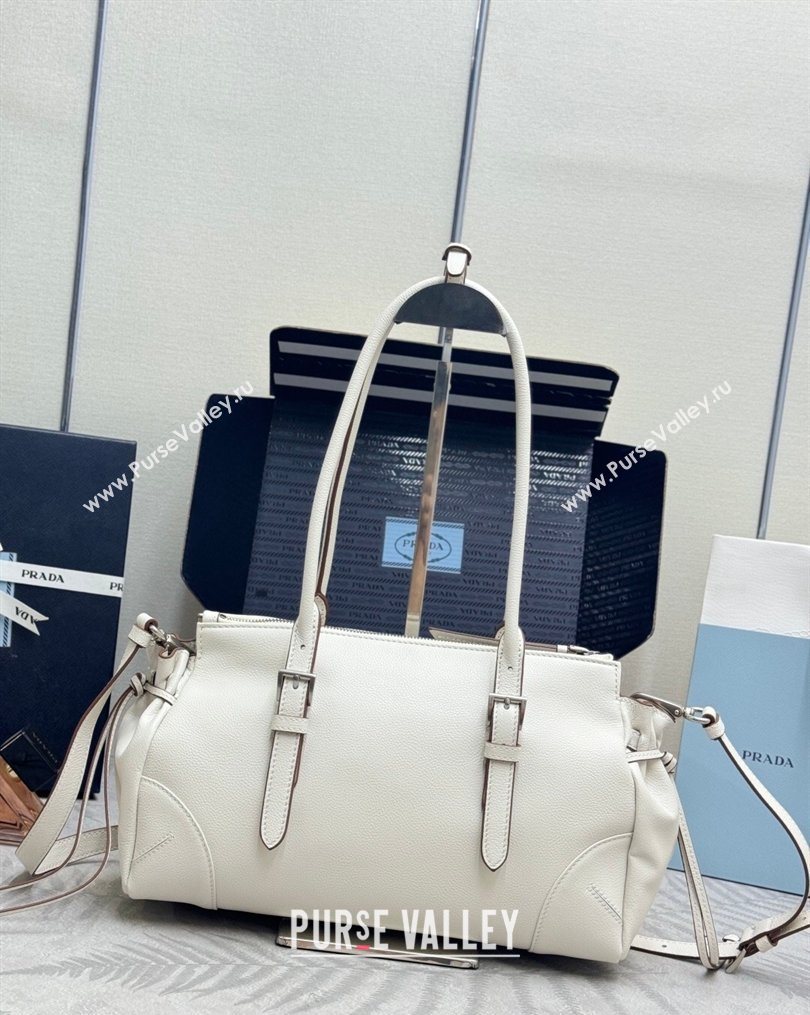 Prada Bonnie medium antiqued leather tote bag White 2026 1BG628 (YZ-260123022)