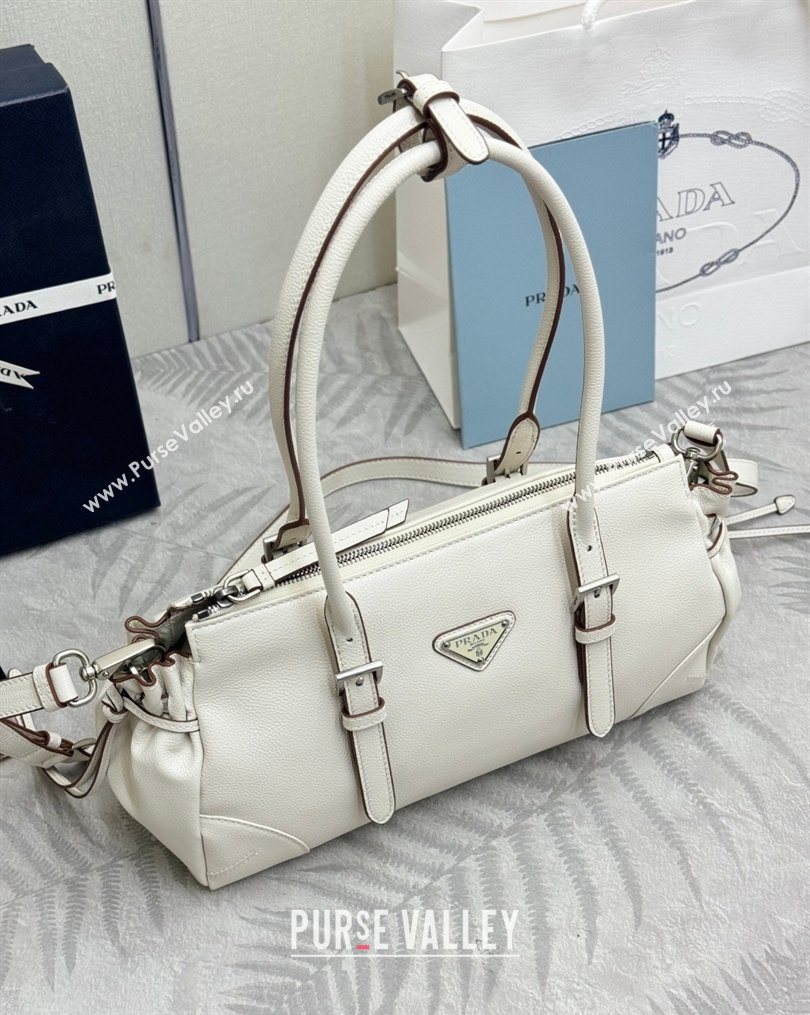 Prada Bonnie medium antiqued leather tote bag White 2026 1BG628 (YZ-260123022)