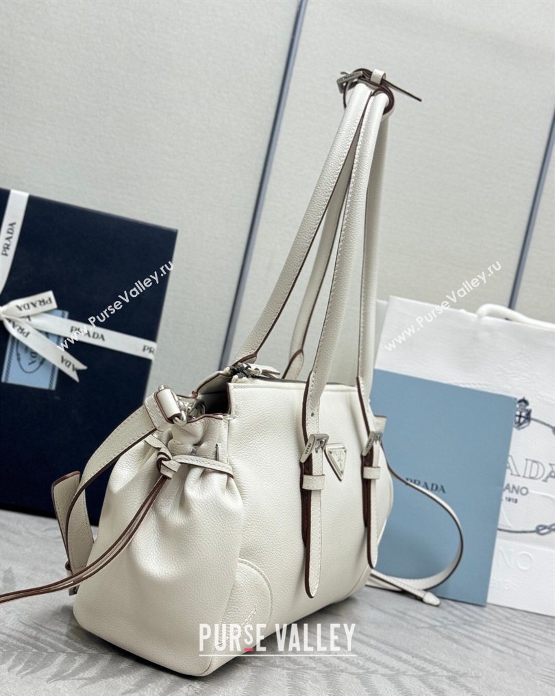 Prada Bonnie medium antiqued leather tote bag White 2026 1BG628 (YZ-260123022)