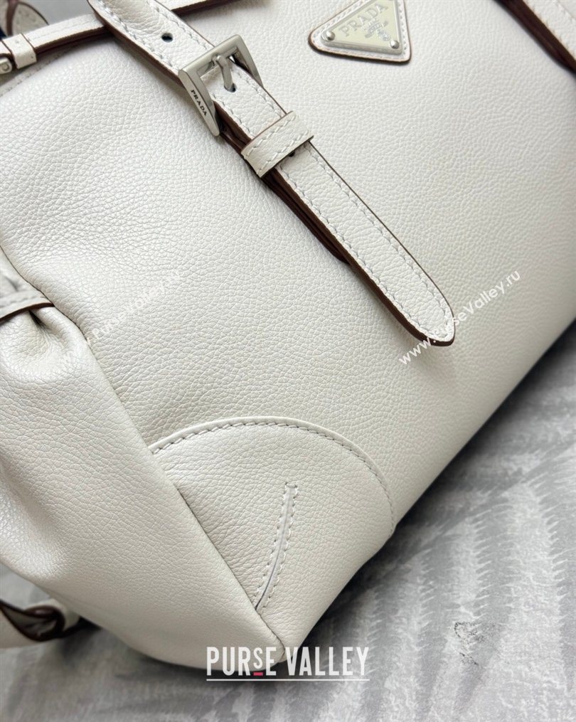 Prada Bonnie medium antiqued leather tote bag White 2026 1BG628 (YZ-260123022)