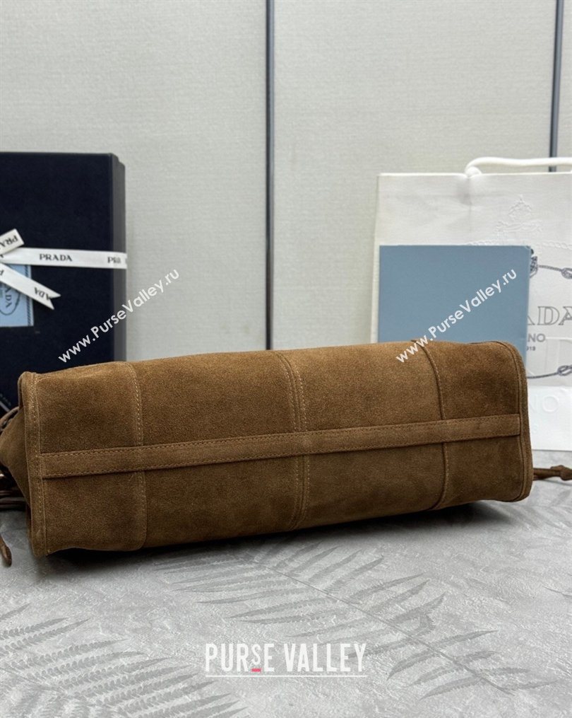 Prada Bonnie large suede handbag 1BA433 Dark Brown 2025 (YZ-260123010)