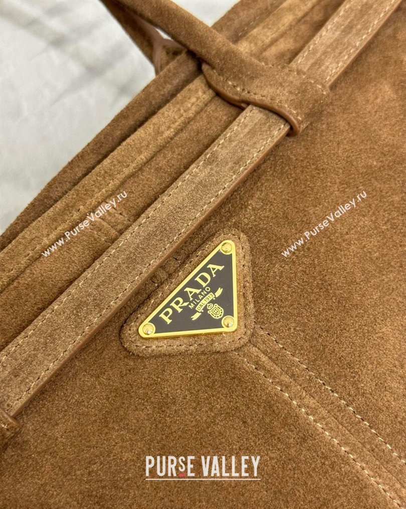 Prada Bonnie large suede handbag 1BA433 Dark Brown 2025 (YZ-260123010)