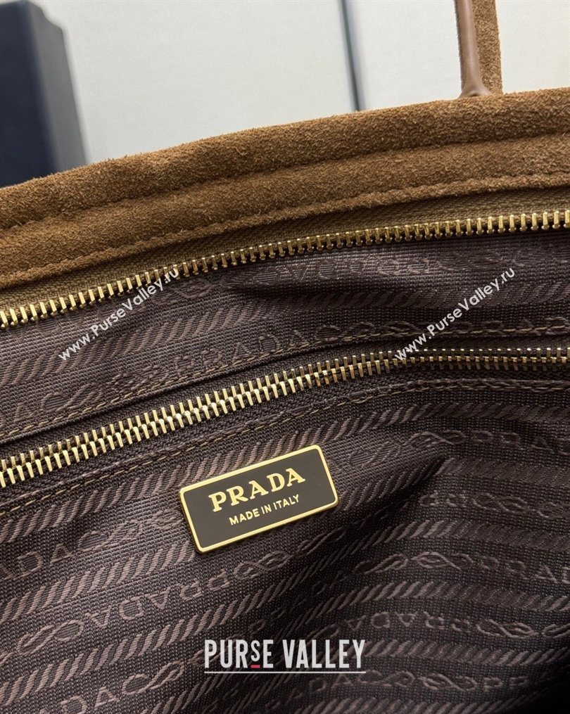Prada Bonnie large suede handbag 1BA433 Dark Brown 2025 (YZ-260123010)