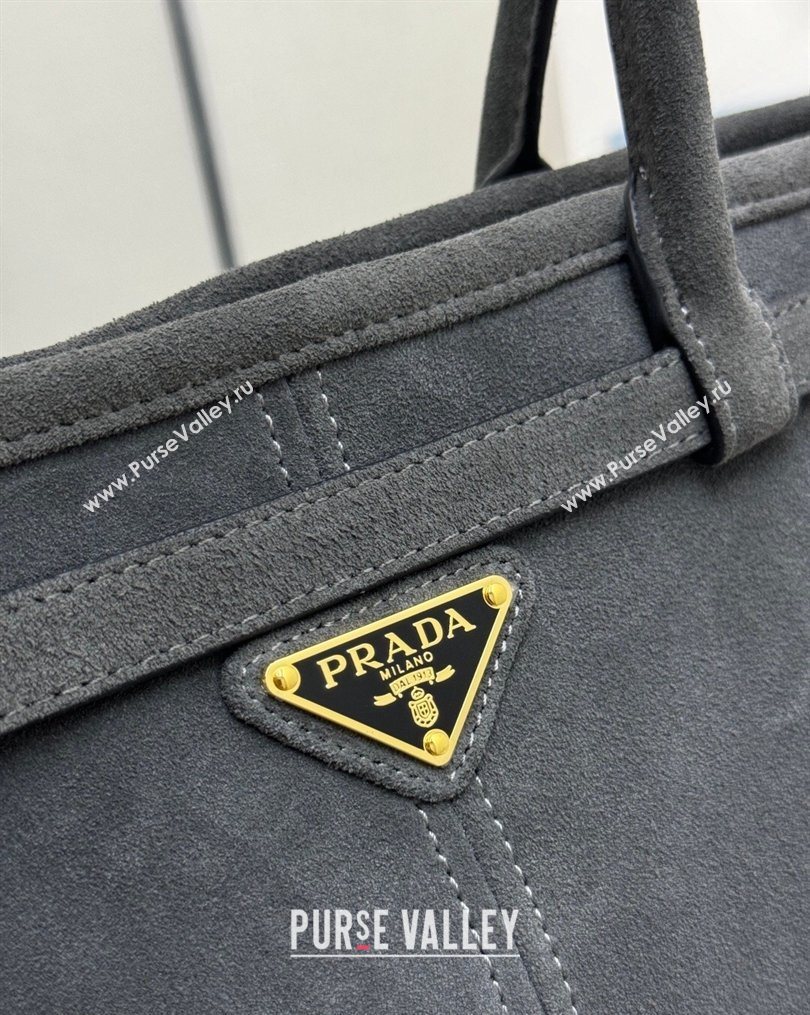 Prada Bonnie large suede handbag 1BA433 Dark Grey 2025 (YZ-260123011)