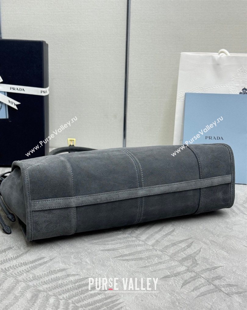 Prada Bonnie large suede handbag 1BA433 Dark Grey 2025 (YZ-260123011)