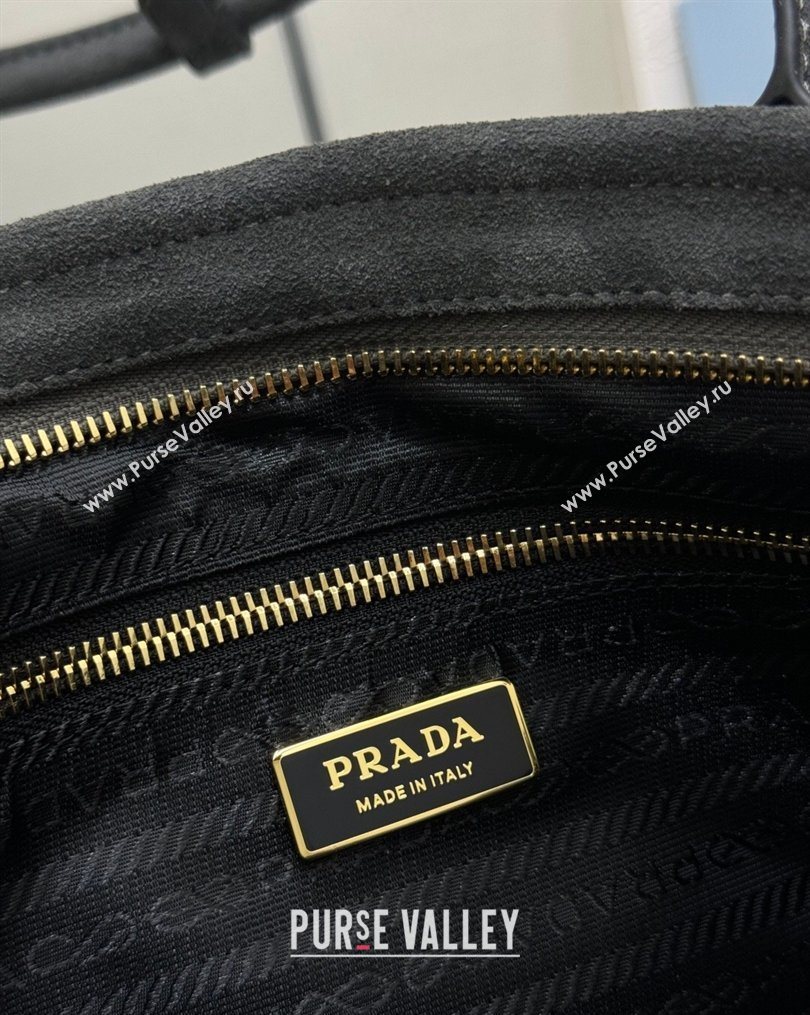 Prada Bonnie large suede handbag 1BA433 Dark Grey 2025 (YZ-260123011)