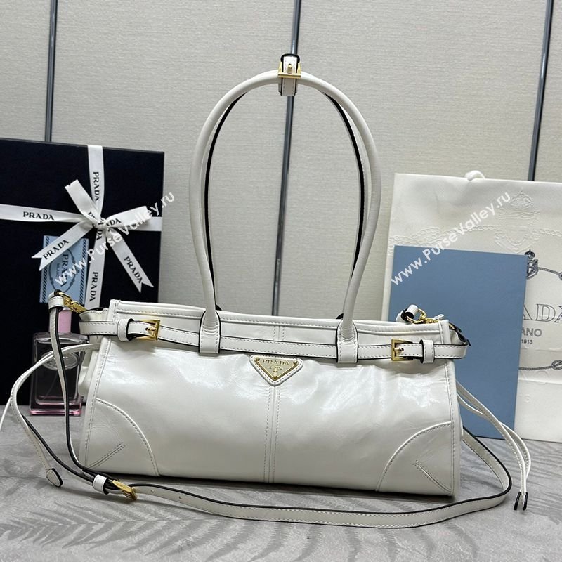 Prada Bonnie medium leather handbag White 2025 1BA426 (YZ-260123004)