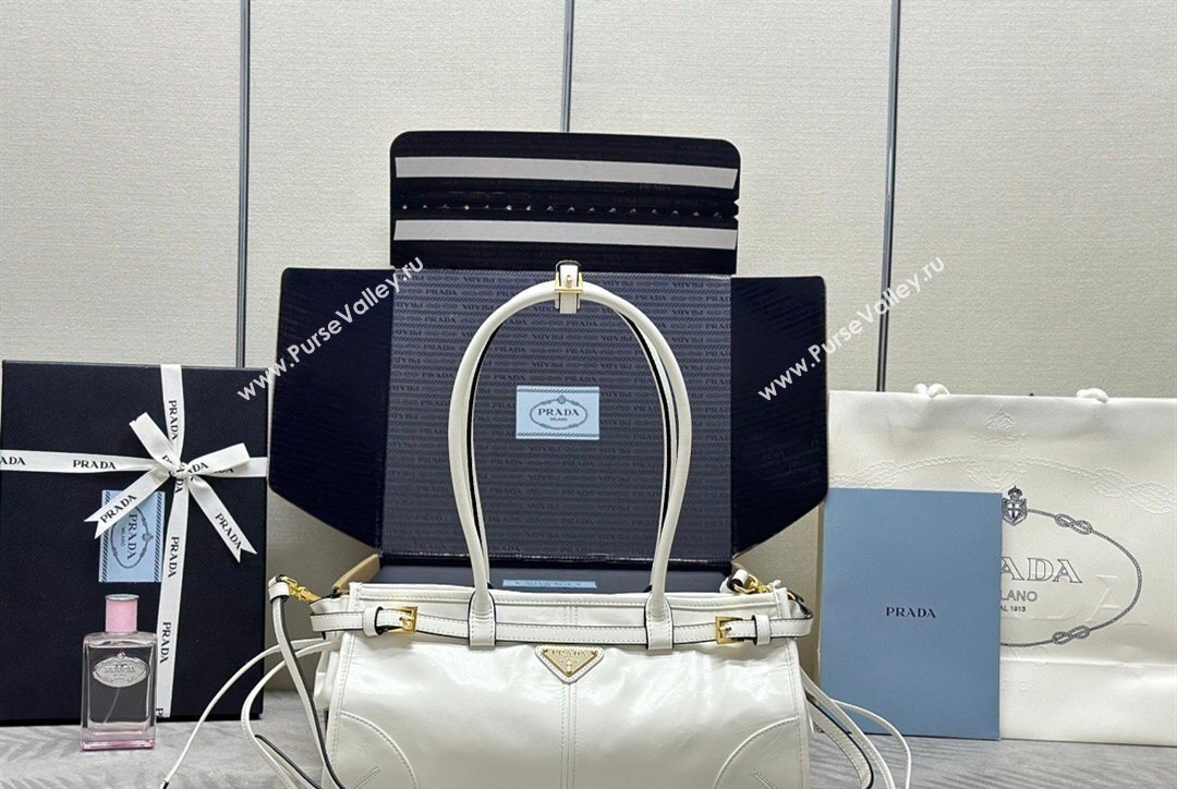 Prada Bonnie medium leather handbag White 2025 1BA426 (YZ-260123004)