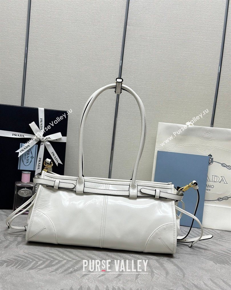 Prada Bonnie medium leather handbag White 2025 1BA426 (YZ-260123004)